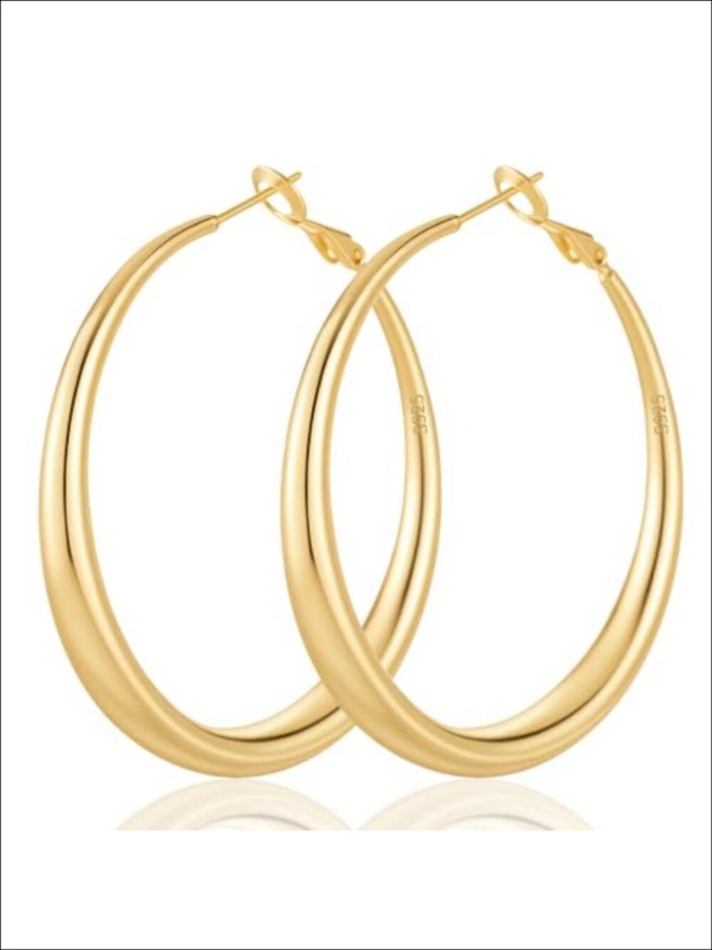 14K Gold Plated Hoop Earrings Hypoallergenic S925 Post Lightweight